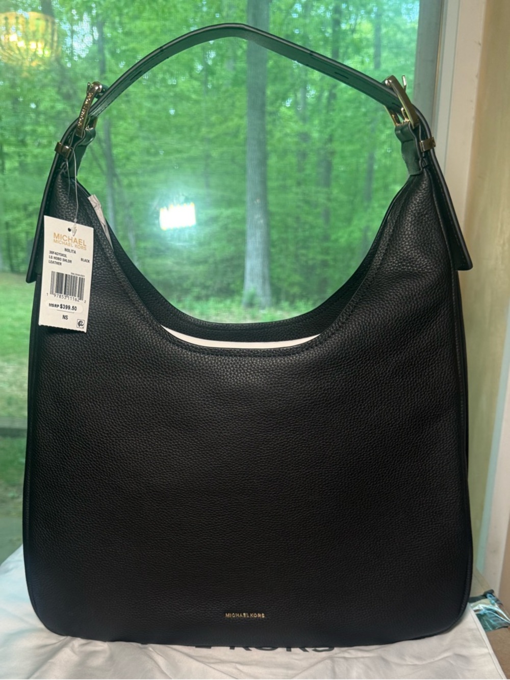 Michael Kors large Nolita Black Pebbled Leather Shoulder Hobo - Picture 3 of 16
